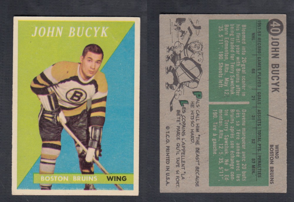1958-59 TOPPS HOCKEY CARD #40 J. BUCYK photo 1958-59 TOPPS HOCKEY CARD #40 J. BUCYK photo