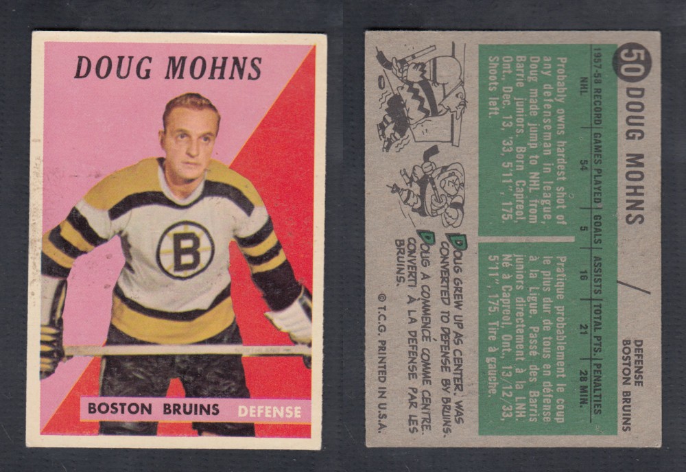 1958-59 TOPPS HOCKEY CARD #50 D. MOHNS photo 1958-59 TOPPS HOCKEY CARD #50 D. MOHNS photo