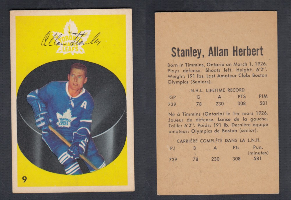 1962-63 PARKHURST HOCKEY CARD #9 A. STANLEY photo 1962-63 PARKHURST HOCKEY CARD #9 A. STANLEY photo