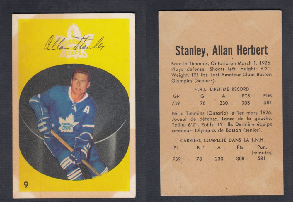 1962-63 PARKHURST HOCKEY CARD #9 A. STANLEY photo 1962-63 PARKHURST HOCKEY CARD #9 A. STANLEY photo