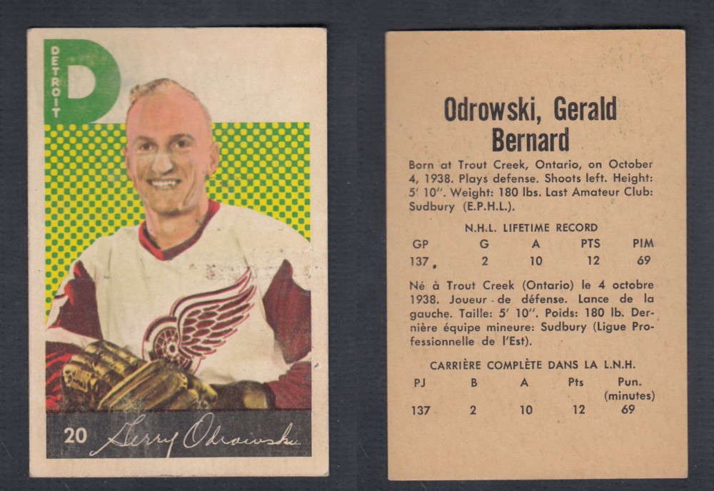 1962-63 PARKHURST HOCKEY CARD #20 G. ODROWSKI photo 1962-63 PARKHURST HOCKEY CARD #20 G. ODROWSKI photo