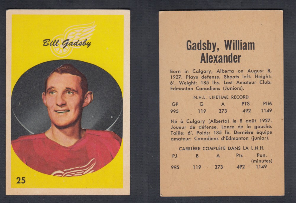 1962-63 PARKHURST HOCKEY CARD #25 W. GLADSBY photo