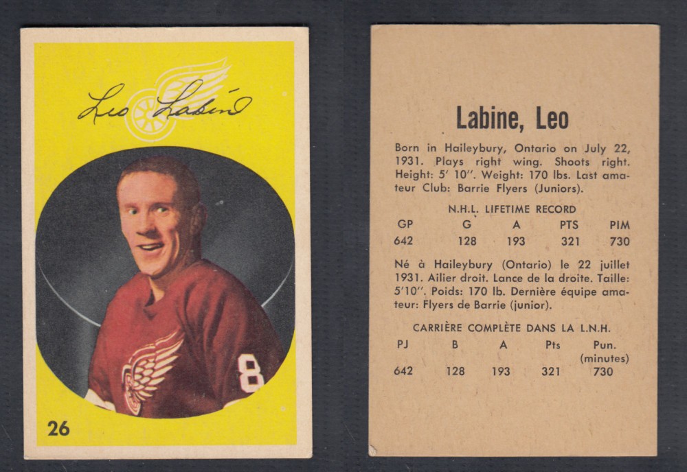1962-63 PARKHURST HOCKEY CARD #26 L. LABINE photo 1962-63 PARKHURST HOCKEY CARD #26 L. LABINE photo