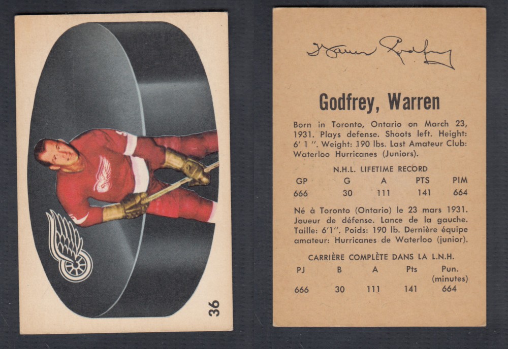 1962-63 PARKHURST HOCKEY CARD #36 W. GODFREY photo 1962-63 PARKHURST HOCKEY CARD #36 W. GODFREY photo