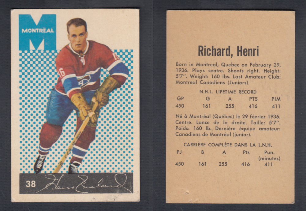 1962-63 PARKHURST HOCKEY CARD #38 H. RICHARD photo 1962-63 PARKHURST HOCKEY CARD #38 H. RICHARD photo