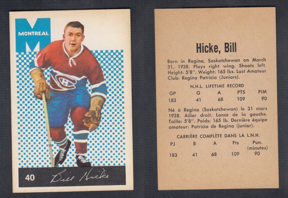 1962-63 PARKHURST HOCKEY CARD #40 B. HICKE photo 1962-63 PARKHURST HOCKEY CARD #40 B. HICKE photo