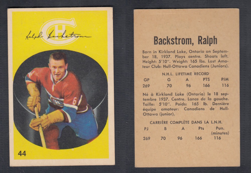 1962-63 PARKHURST HOCKEY CARD #44 R. BACKSTROM photo 1962-63 PARKHURST HOCKEY CARD #44 R. BACKSTROM photo