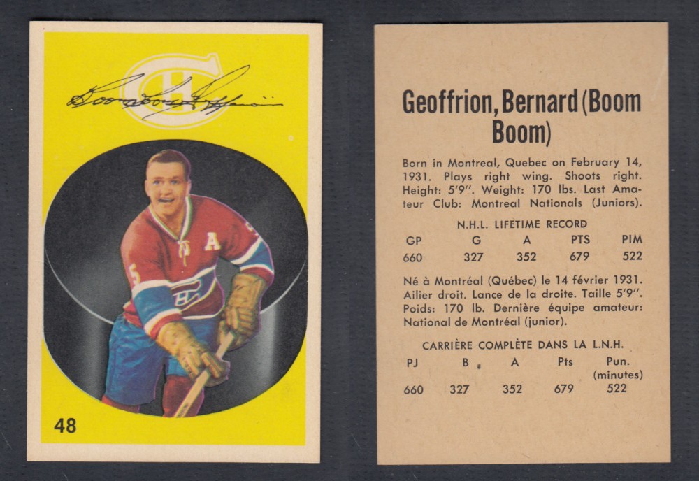 1962-63 PARKHURST HOCKEY CARD #48 B. GEOFFRION photo 1962-63 PARKHURST HOCKEY CARD #48 B. GEOFFRION photo