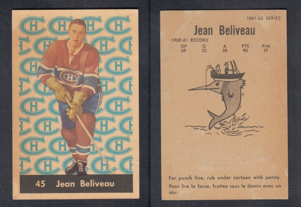 1961-62 PARKHURST HOCKEY CARD #45 J. BELIVEAU photo 1961-62 PARKHURST HOCKEY CARD #45 J. BELIVEAU photo