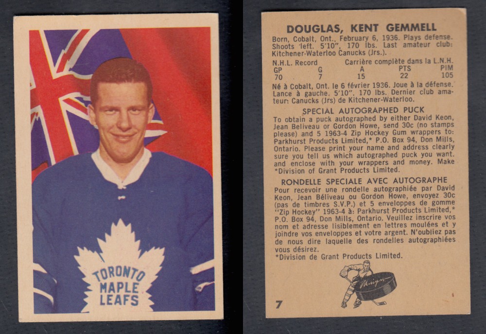 1963-64 PARKHURST HOCKEY CARD #7 K. DOUGLAS photo 1963-64 PARKHURST HOCKEY CARD #7 K. DOUGLAS photo