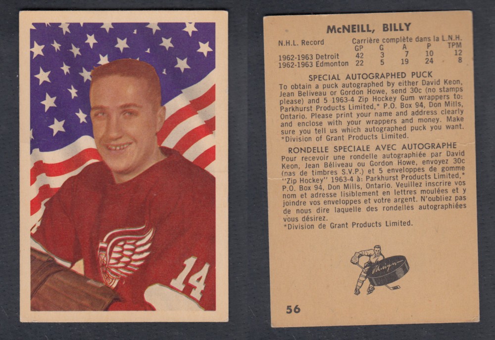 1963-64 PARKHURST HOCKEY CARD #56 B. MCNEILL photo 1963-64 PARKHURST HOCKEY CARD #56 B. MCNEILL photo