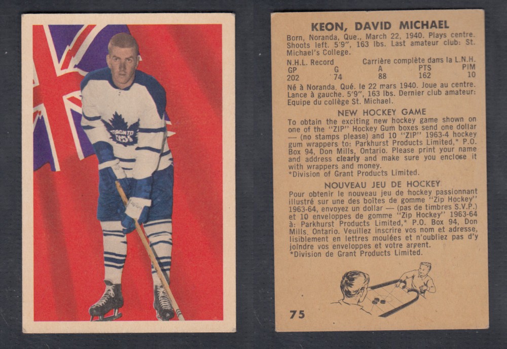 1963-64 PARKHURST HOCKEY CARD #75 D. KEON photo 1963-64 PARKHURST HOCKEY CARD #75 D. KEON photo