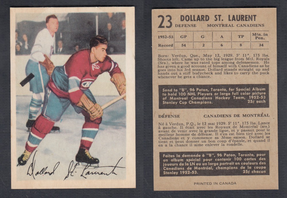 1953-54 PARKHURST HOCKEY CARD #23 D. ST. LAURENT photo