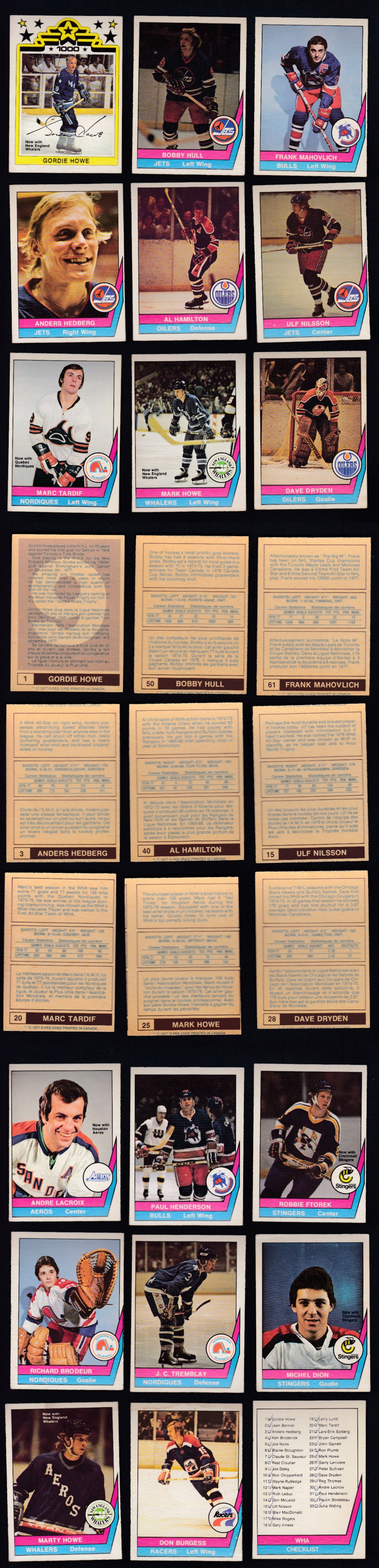 1977-78 WHA O-PEE-CHEE HOCKEY CARD FULL SET 66/66 photo 1977-78 WHA O-PEE-CHEE HOCKEY CARD FULL SET 66/66 photo