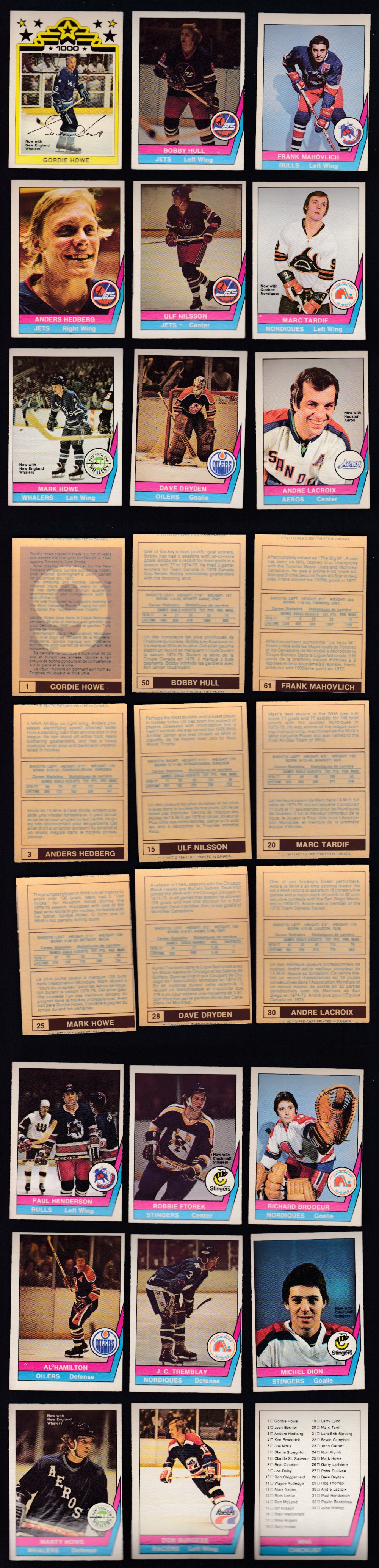 1977-78 WHA O-PEE-CHEE HOCKEY CARD FULL SET 66/66 photo 1977-78 WHA O-PEE-CHEE HOCKEY CARD FULL SET 66/66 photo