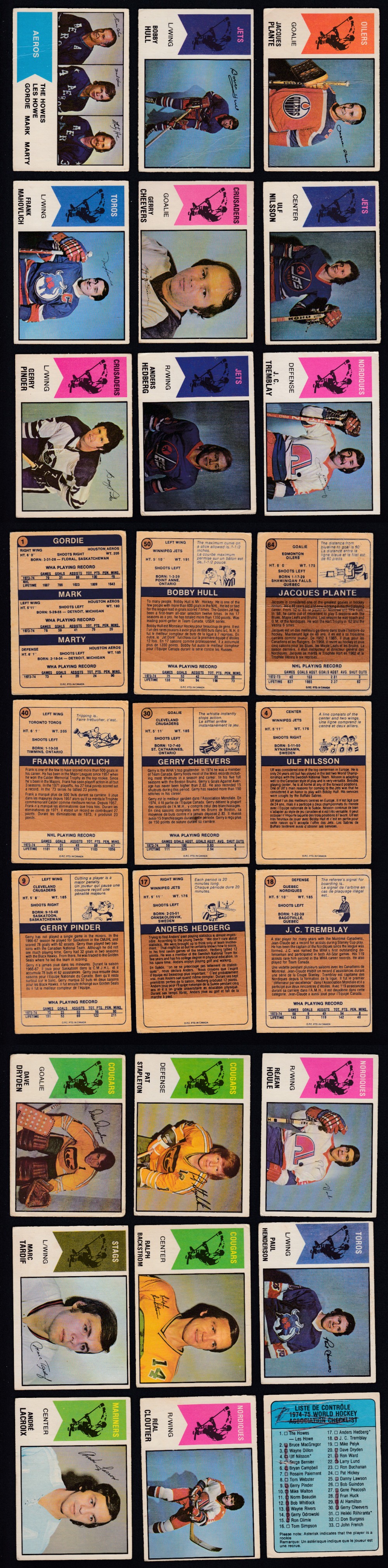 1974-75 WHA O-PEE-CHEE HOCKEY CARD FULL SET 66/66 photo 1974-75 WHA O-PEE-CHEE HOCKEY CARD FULL SET 66/66 photo
