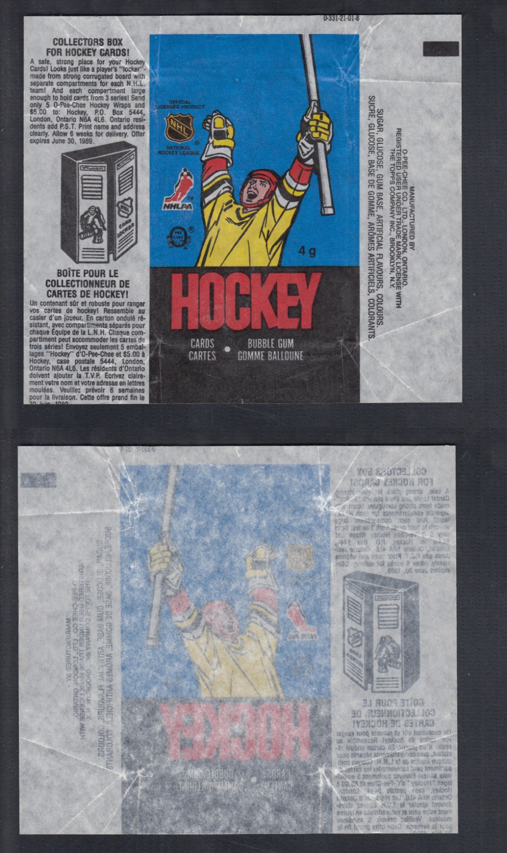 1988-89 O-PEE-CHEE HOCKEY CARD WRAPPER  photo