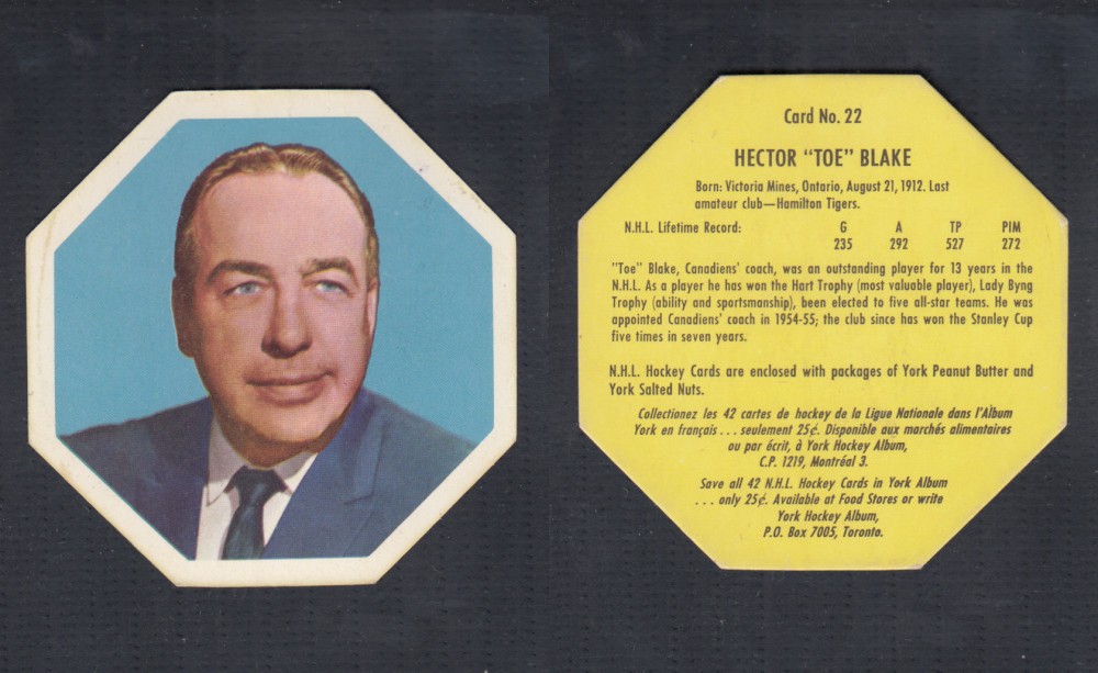 1961-62 YORK HOCKEY CARD #22 H. BLAKE photo 1961-62 YORK HOCKEY CARD #22 H. BLAKE photo
