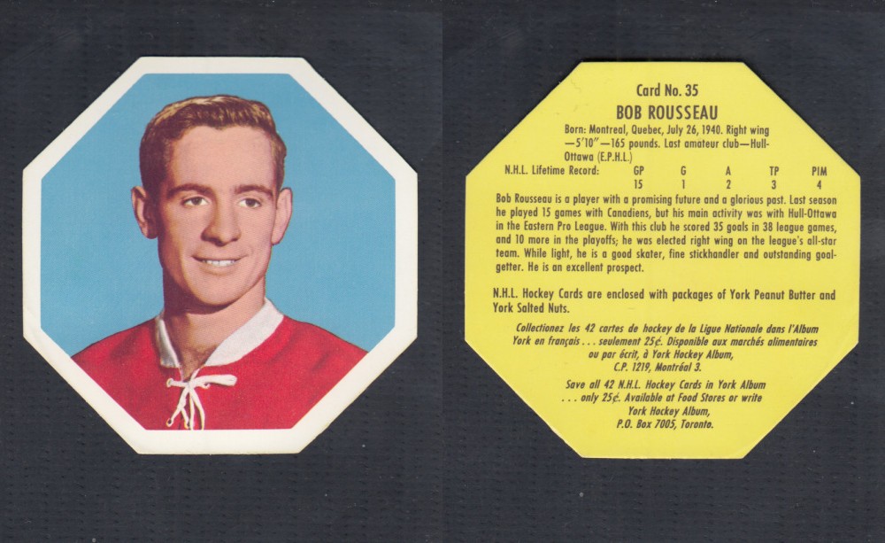 1961-62 YORK HOCKEY CARD #35 B. ROUSSEAU photo 1961-62 YORK HOCKEY CARD #35 B. ROUSSEAU photo