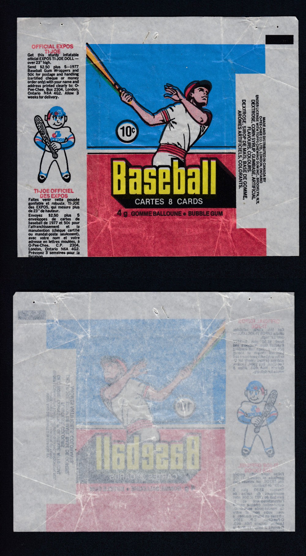 1977 O-PEE-CHEE BASEBALL CARD WRAPPER photo 1977 O-PEE-CHEE BASEBALL CARD WRAPPER photo