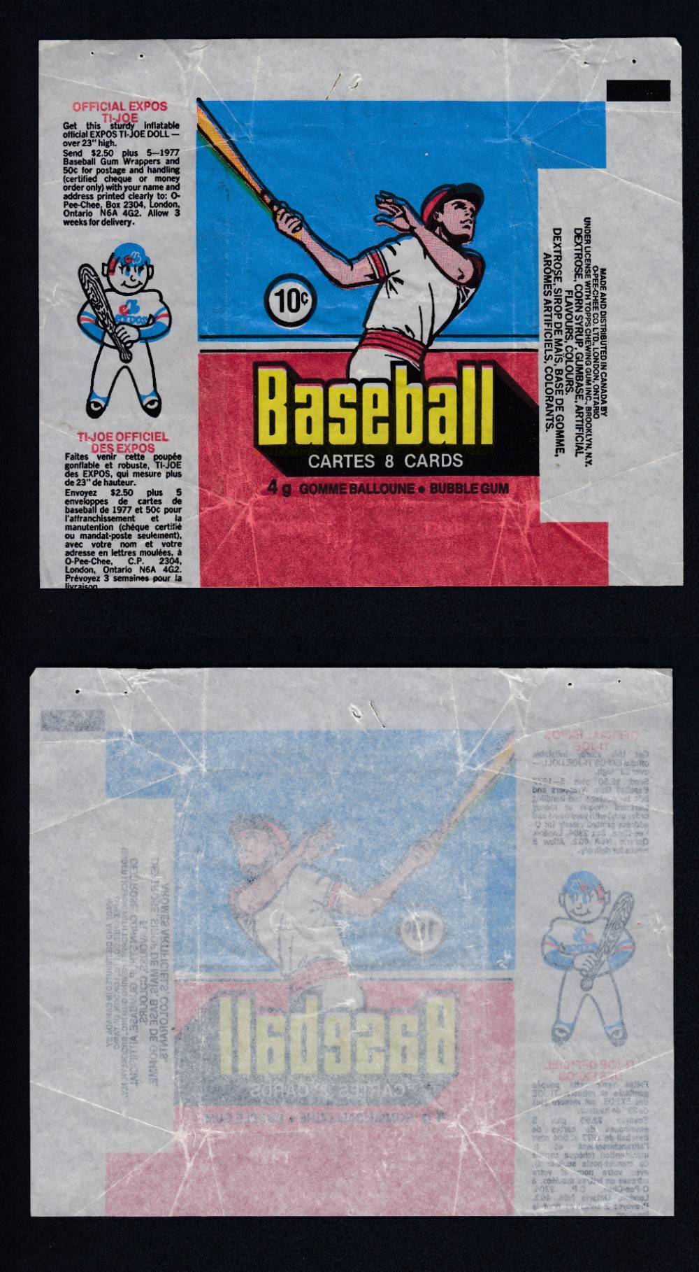 1977 O-PEE-CHEE BASEBALL CARD WRAPPER photo