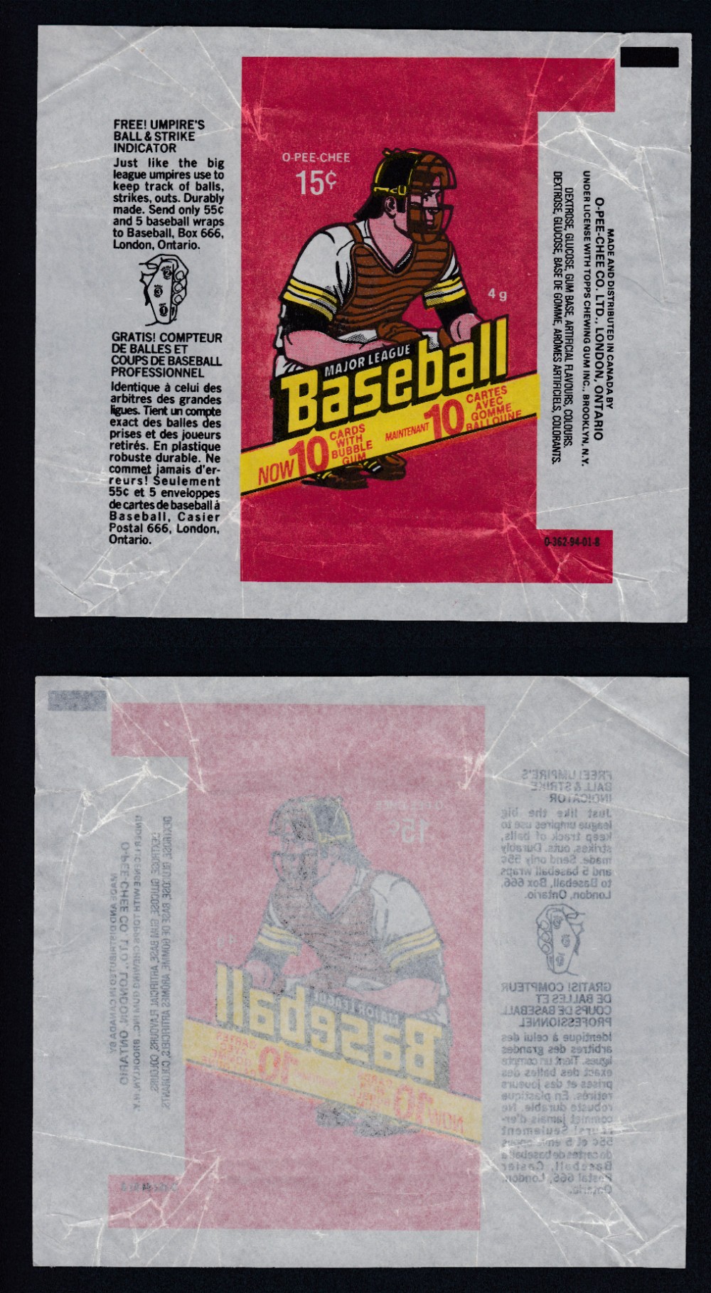 1978 O-PEE-CHEE BASEBALL CARD WRAPPER photo 1978 O-PEE-CHEE BASEBALL CARD WRAPPER photo
