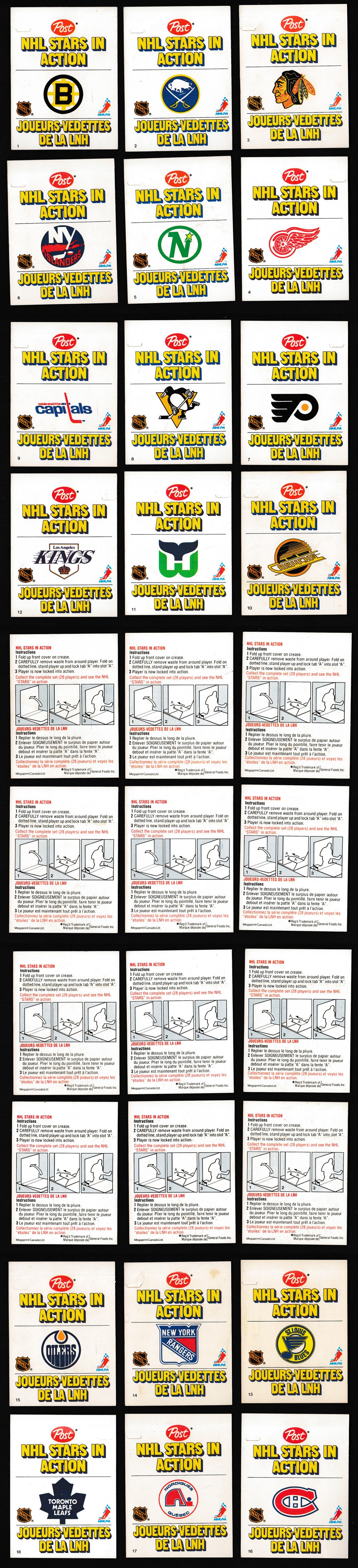 1981-82 POST NHL STARS IN ACTION HOCKEY CARD FULL SET 28/28 photo