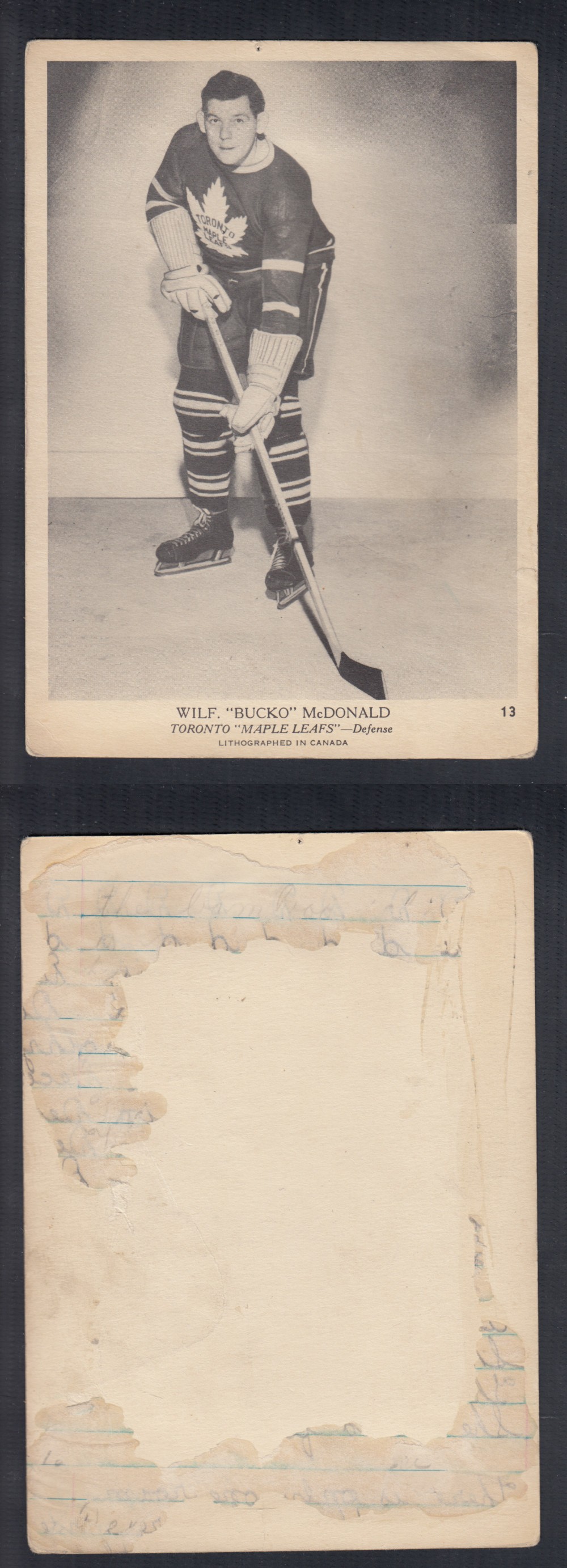 1939-40 O-PEE-CHEE HOCKEY CARD #13 W. MCDONALD photo 1939-40 O-PEE-CHEE HOCKEY CARD #13 W. MCDONALD photo