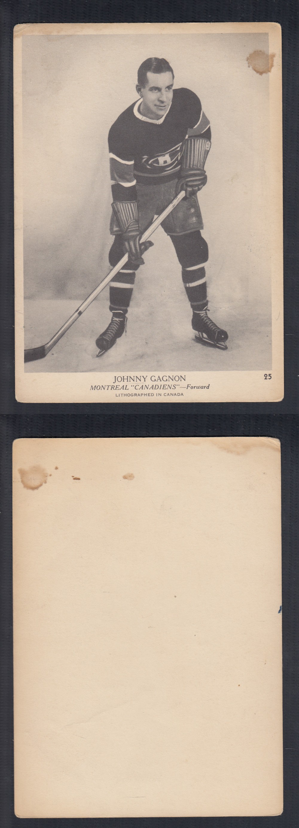 1939-40 O-PEE-CHEE HOCKEY CARD #25 J. GAGNON photo 1939-40 O-PEE-CHEE HOCKEY CARD #25 J. GAGNON photo
