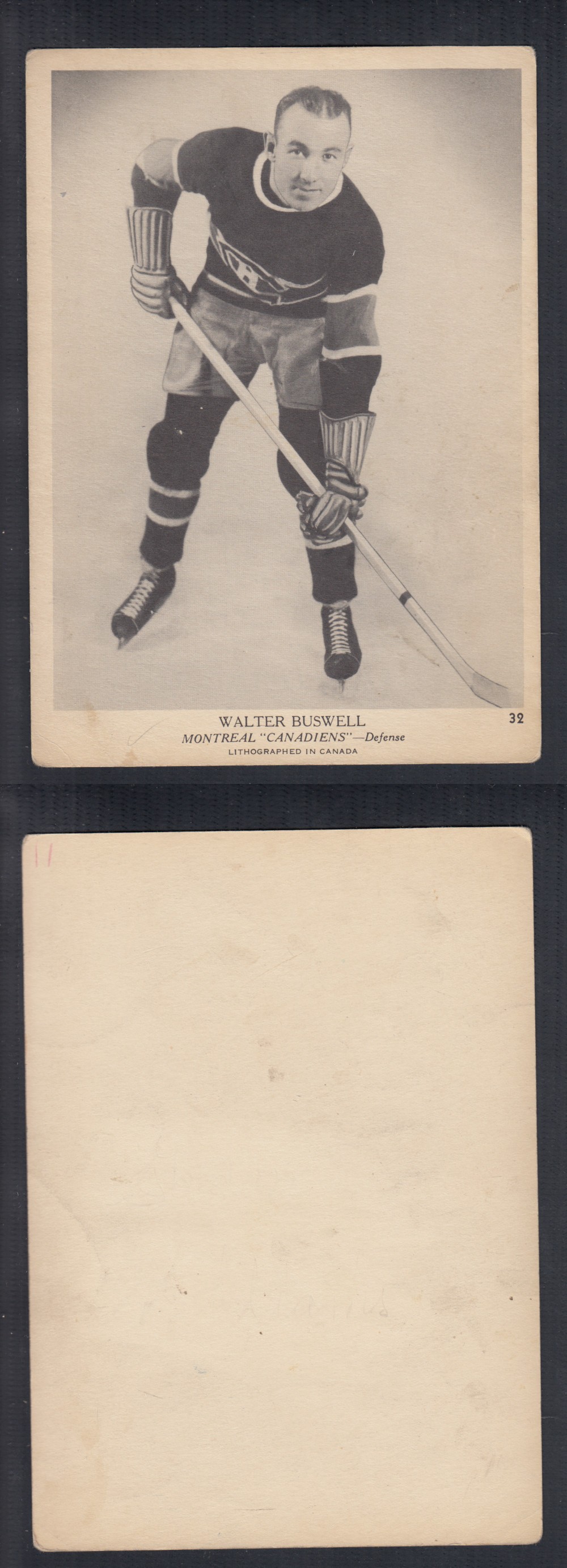1939-40 O-PEE-CHEE HOCKEY CARD #32 W. BUSWELL photo 1939-40 O-PEE-CHEE HOCKEY CARD #32 W. BUSWELL photo