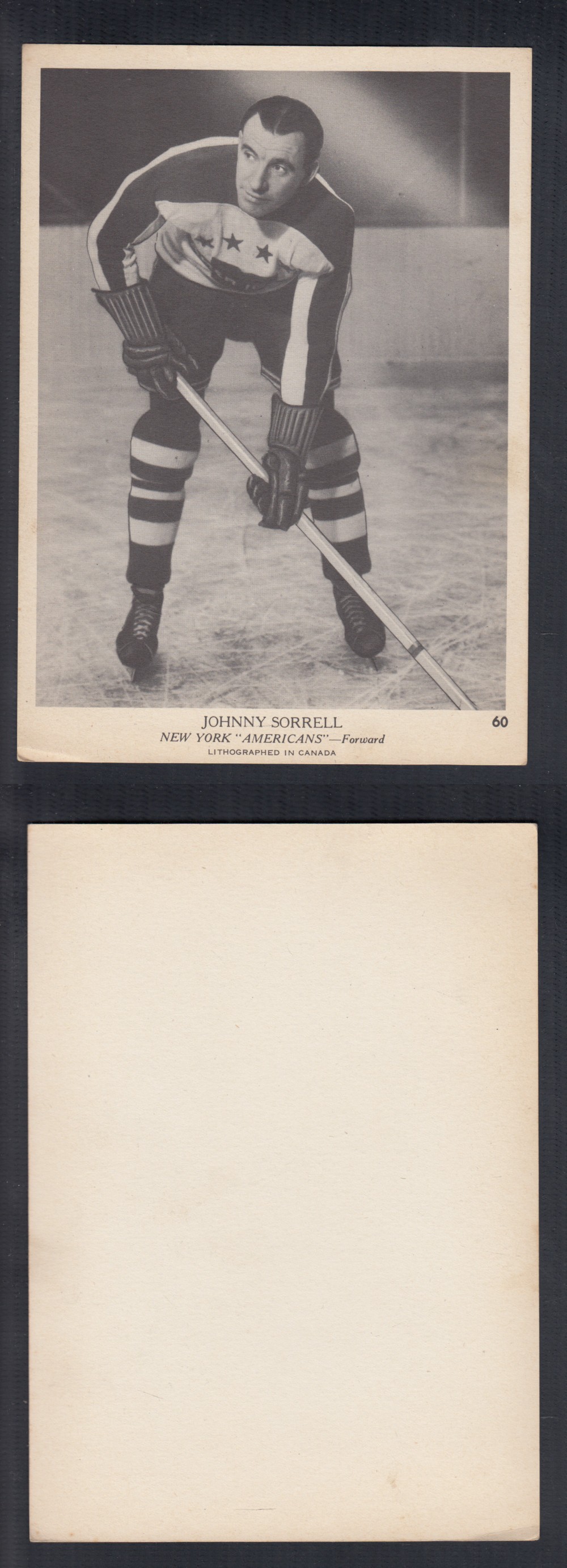 1939-40 O-PEE-CHEE HOCKEY CARD #60 J. SORRELL photo 1939-40 O-PEE-CHEE HOCKEY CARD #60 J. SORRELL photo