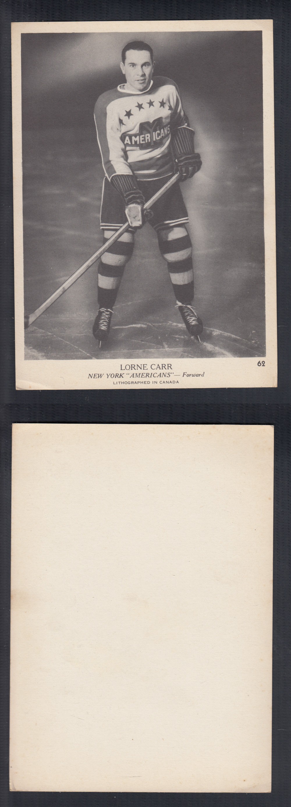 1939-40 O-PEE-CHEE HOCKEY CARD #62 L. CARR photo 1939-40 O-PEE-CHEE HOCKEY CARD #62 L. CARR photo