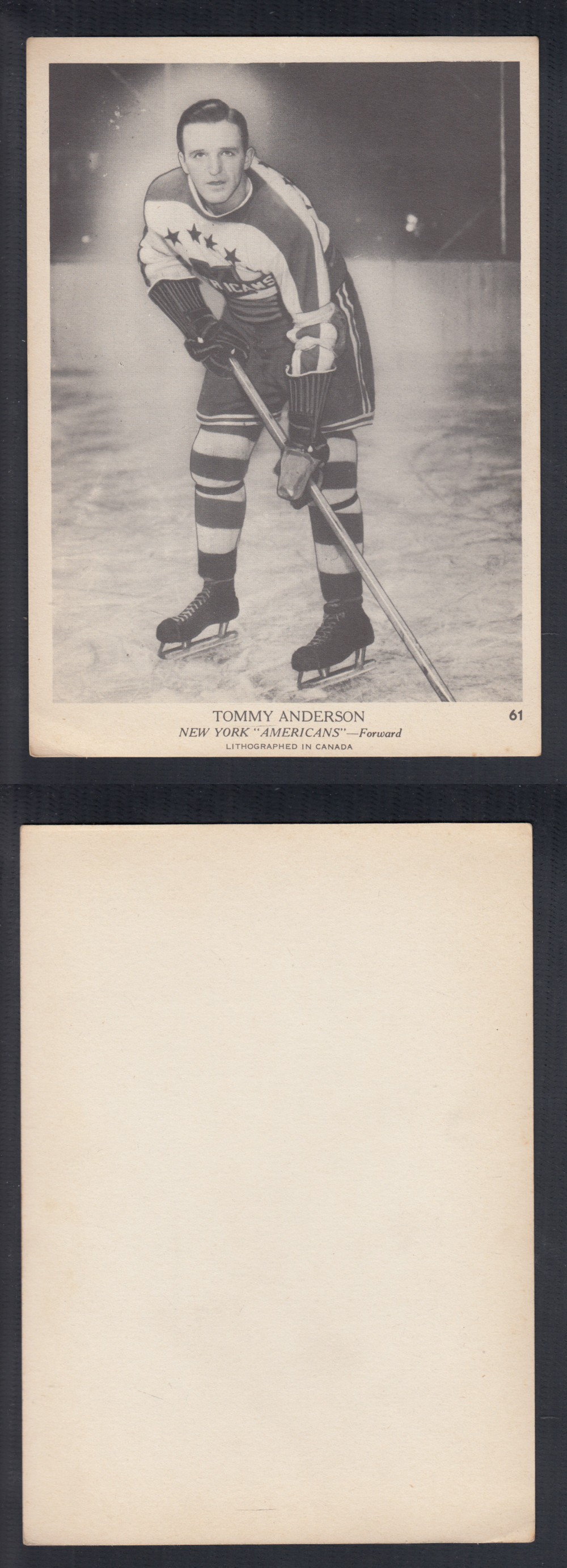 1939-40 O-PEE-CHEE HOCKEY CARD #61 T. ANDERSON photo 1939-40 O-PEE-CHEE HOCKEY CARD #61 T. ANDERSON photo