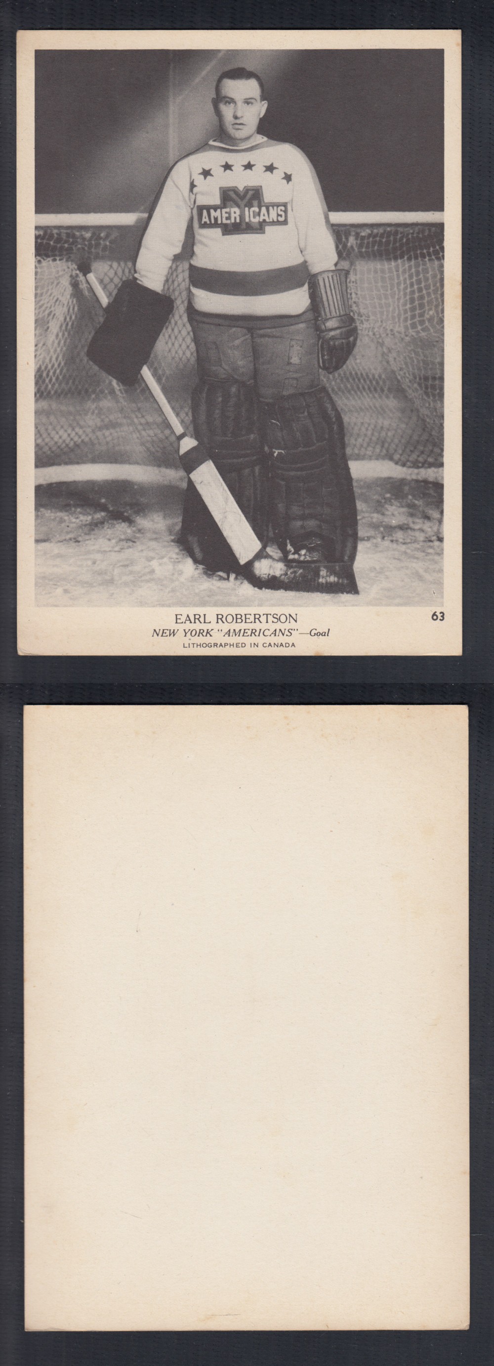 1939-40 O-PEE-CHEE HOCKEY CARD #63 E. ROBERTSON photo 1939-40 O-PEE-CHEE HOCKEY CARD #63 E. ROBERTSON photo