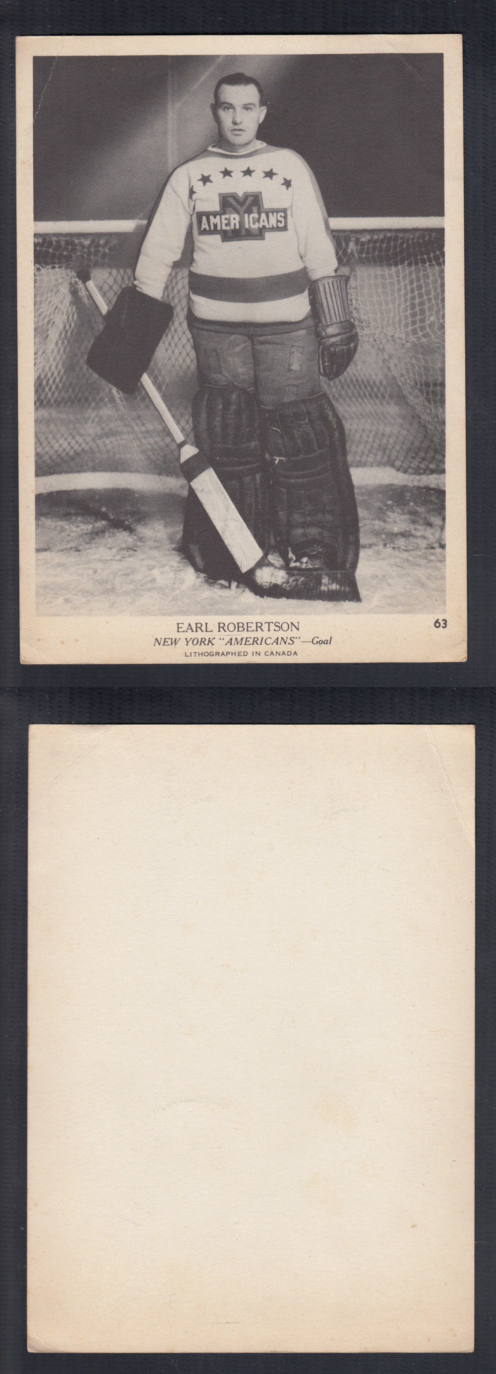 1939-40 O-PEE-CHEE HOCKEY CARD #63 E. ROBERTSON photo 1939-40 O-PEE-CHEE HOCKEY CARD #63 E. ROBERTSON photo
