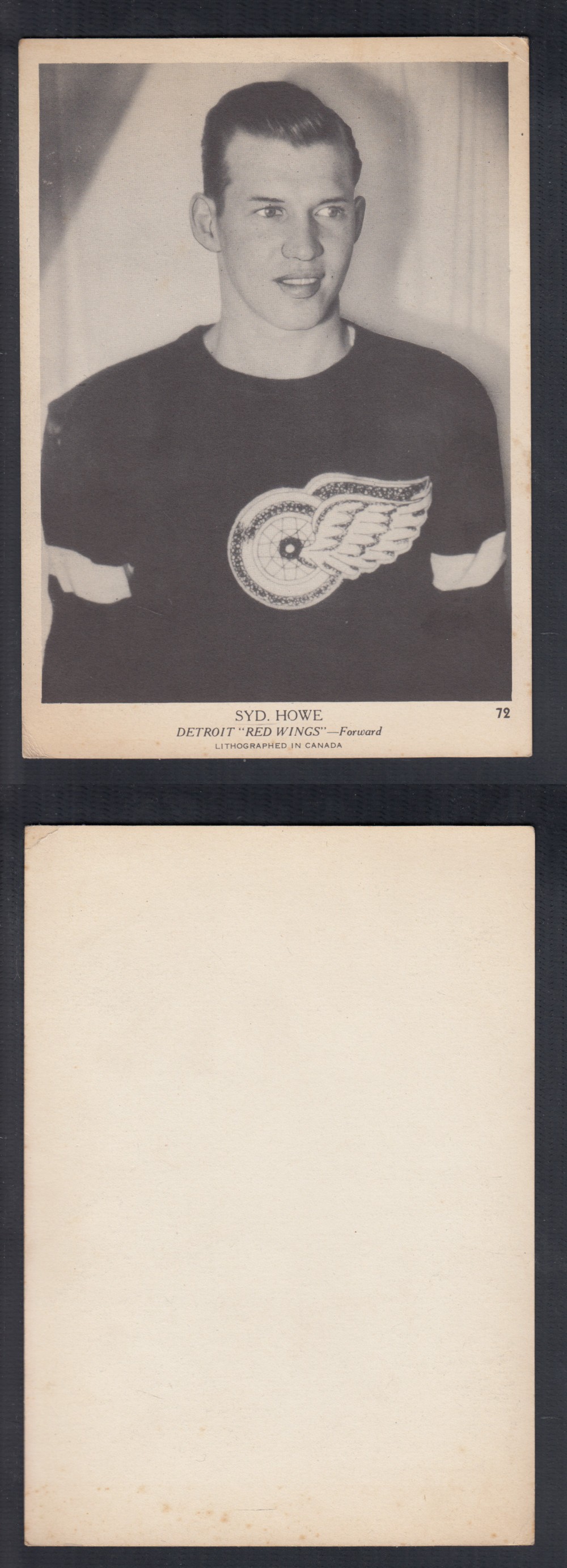 1939-40 O-PEE-CHEE HOCKEY CARD #72 S. HOWE photo 1939-40 O-PEE-CHEE HOCKEY CARD #72 S. HOWE photo