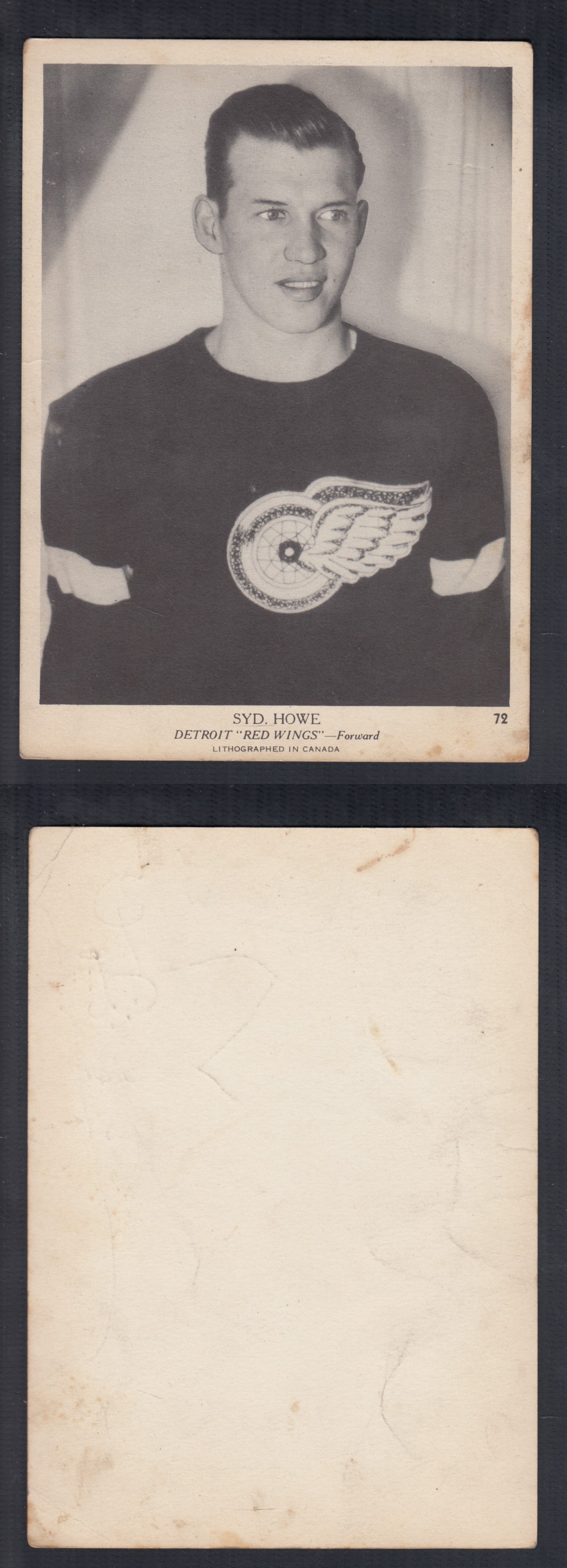 1939-40 O-PEE-CHEE HOCKEY CARD #72 S. HOWE photo 1939-40 O-PEE-CHEE HOCKEY CARD #72 S. HOWE photo