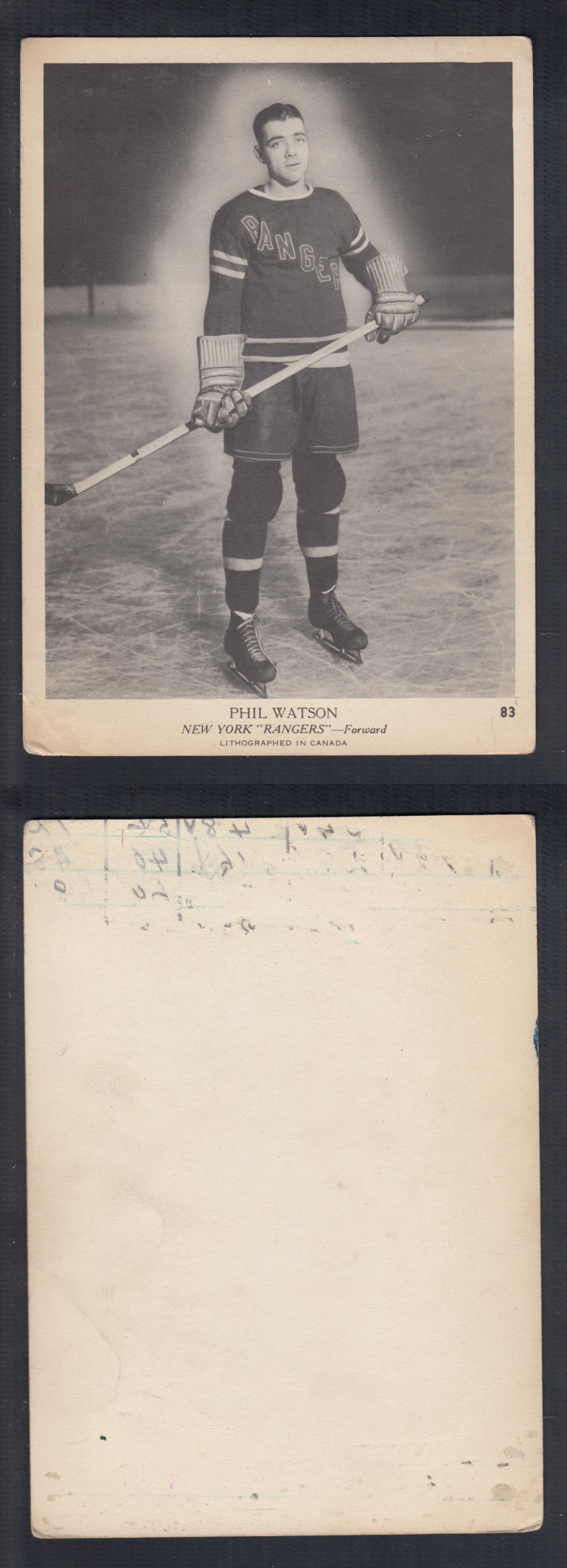 1939-40 O-PEE-CHEE HOCKEY CARD #83 P. WATSON photo 1939-40 O-PEE-CHEE HOCKEY CARD #83 P. WATSON photo