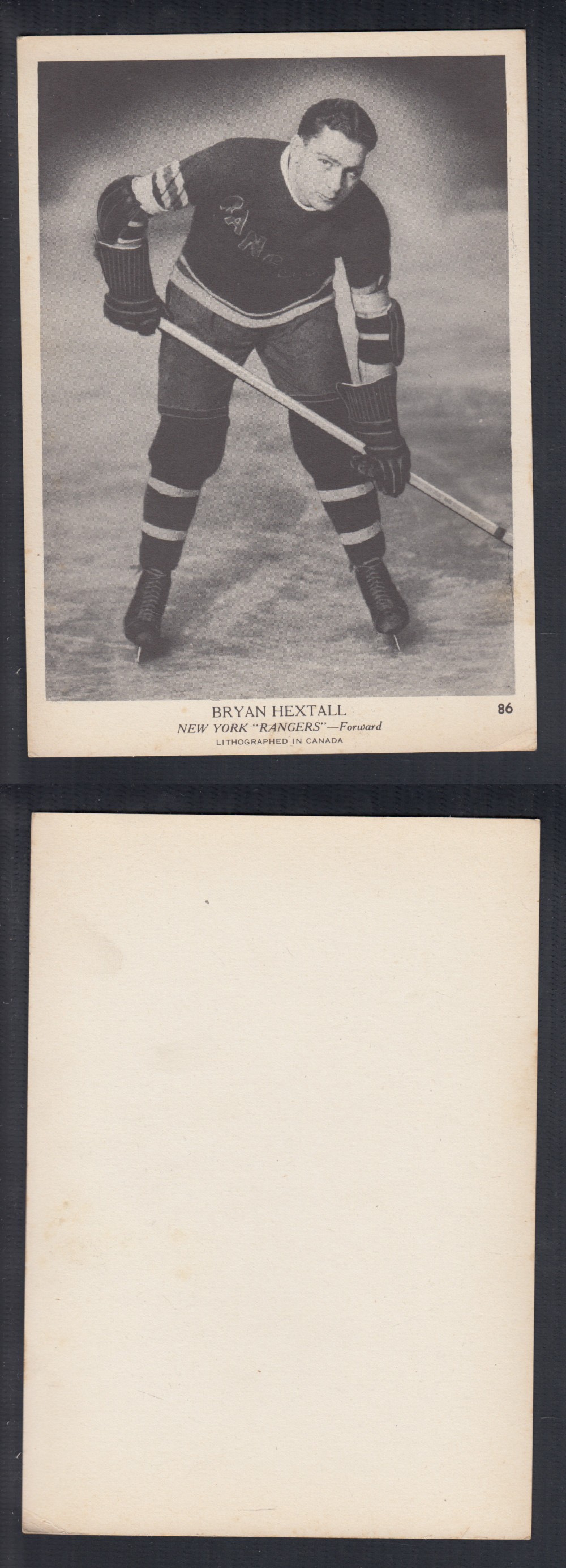 1939-40 O-PEE-CHEE HOCKEY CARD #86 B. HEXTALL photo 1939-40 O-PEE-CHEE HOCKEY CARD #86 B. HEXTALL photo