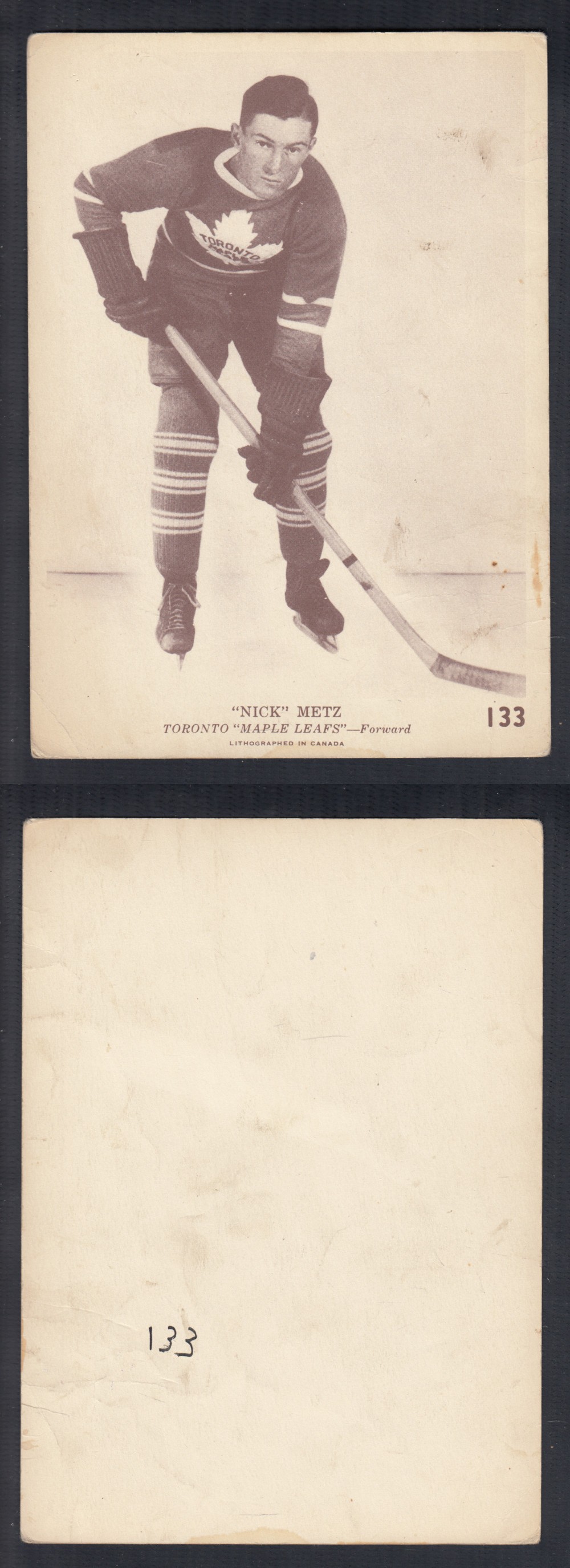 1940-41 O-PEE-CHEE HOCKEY CARD #133 N. METZ photo 1940-41 O-PEE-CHEE HOCKEY CARD #133 N. METZ photo
