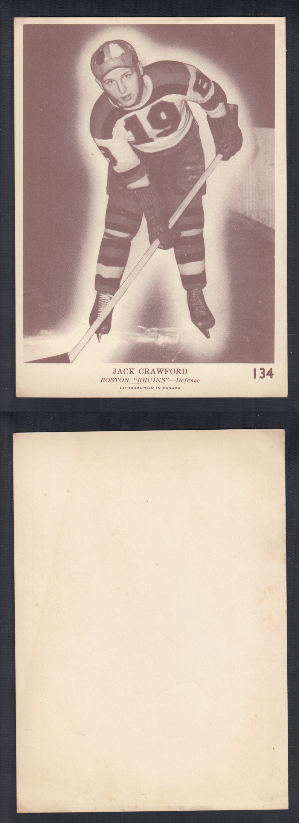 1940-41 O-PEE-CHEE HOCKEY CARD #134 J. CRAWFORD photo 1940-41 O-PEE-CHEE HOCKEY CARD #134 J. CRAWFORD photo