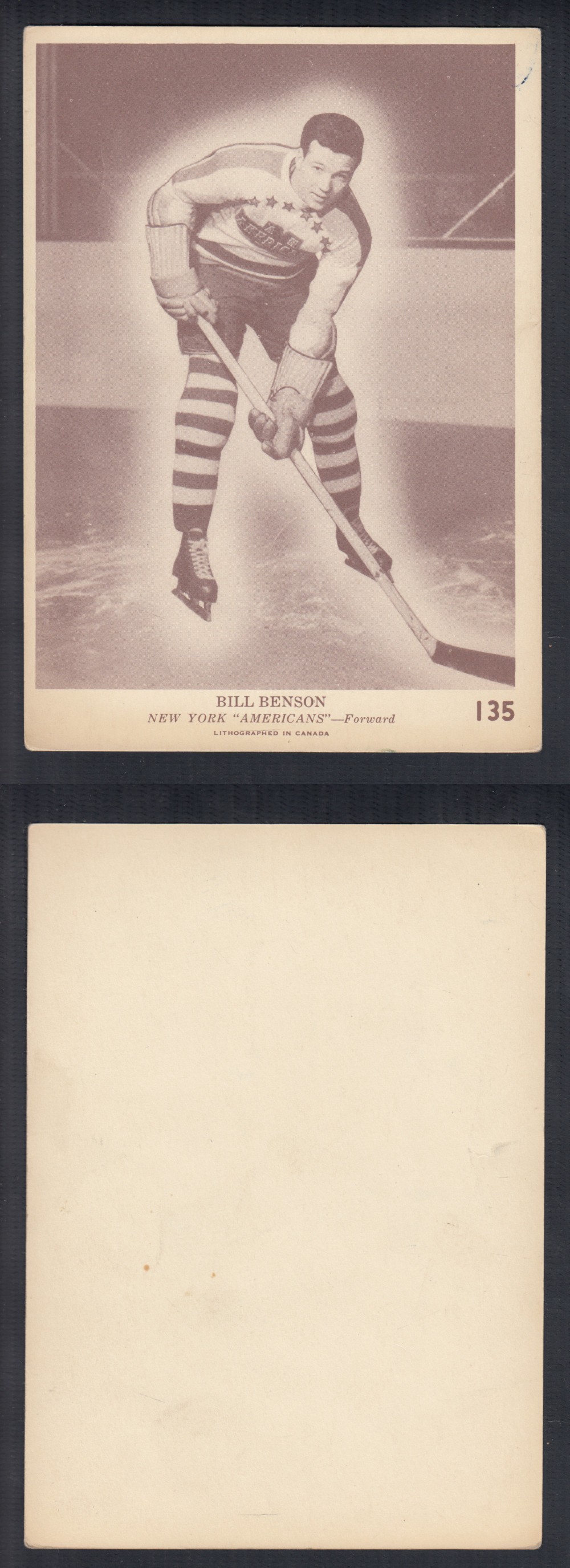1940-41 O-PEE-CHEE HOCKEY CARD #135 B. BENSON photo 1940-41 O-PEE-CHEE HOCKEY CARD #135 B. BENSON photo