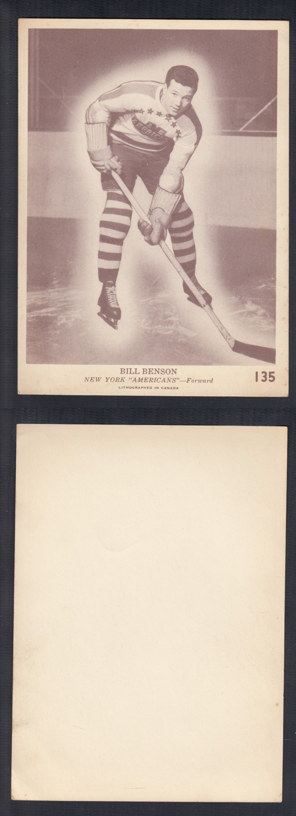 1940-41 O-PEE-CHEE HOCKEY CARD #135 B. BENSON photo 1940-41 O-PEE-CHEE HOCKEY CARD #135 B. BENSON photo