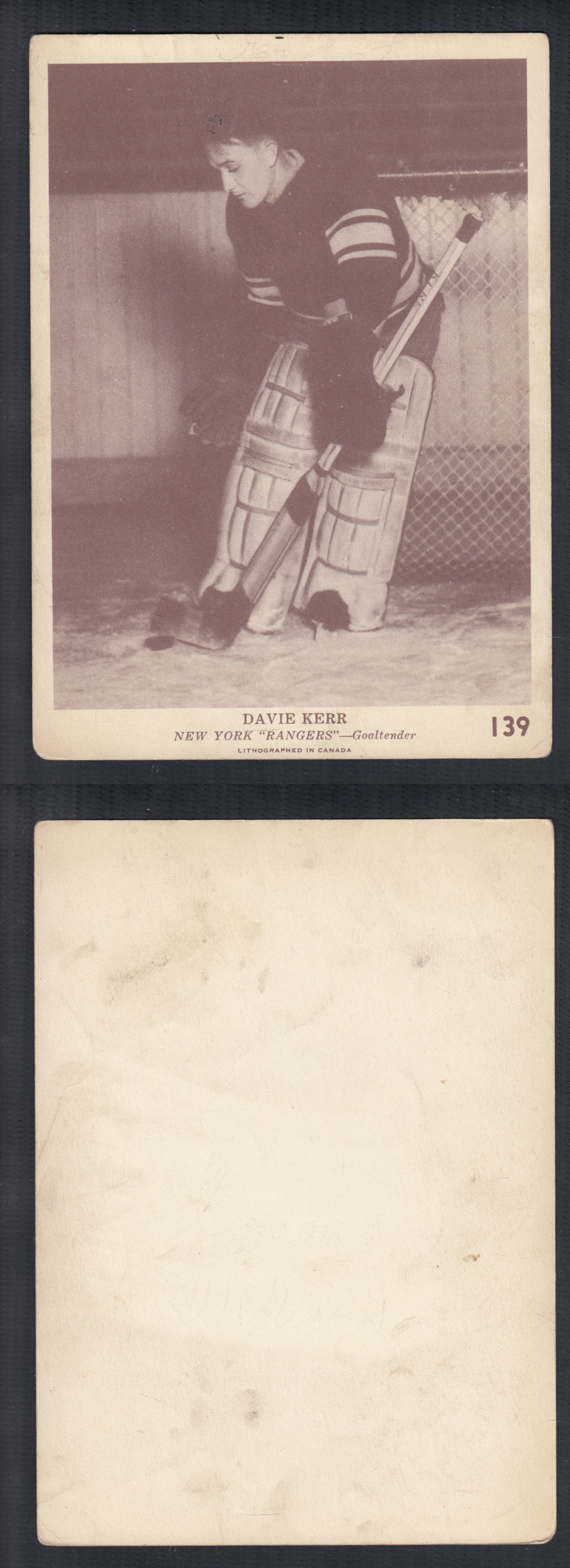 1940-41 O-PEE-CHEE HOCKEY CARD #139 D. KERR photo 1940-41 O-PEE-CHEE HOCKEY CARD #139 D. KERR photo