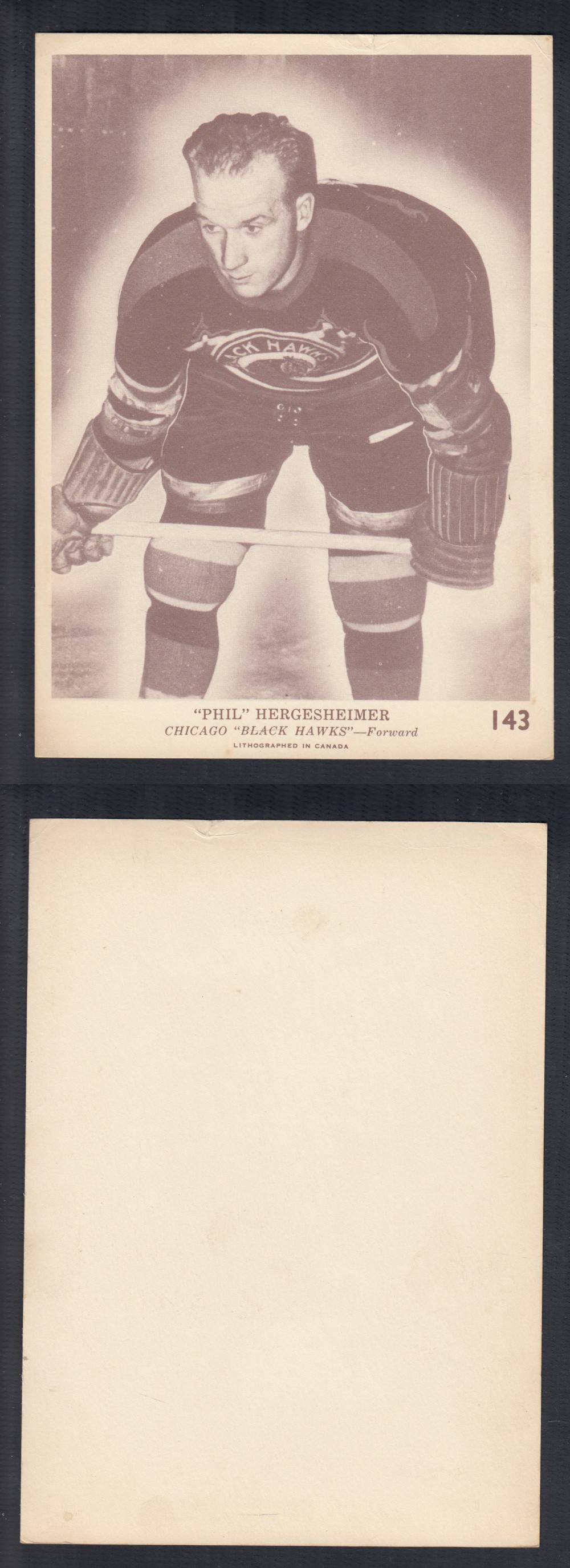 1940-41 O-PEE-CHEE HOCKEY CARD #143 P. HERGESHEIMER photo 1940-41 O-PEE-CHEE HOCKEY CARD #143 P. HERGESHEIMER photo