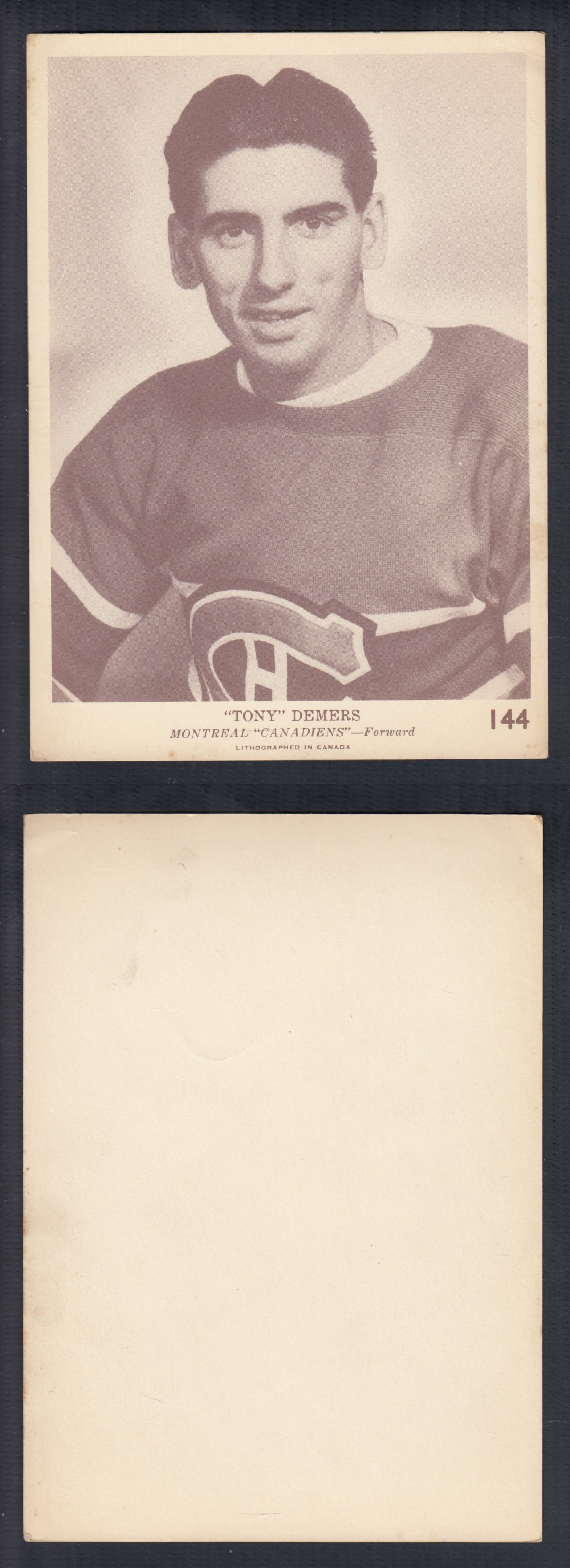 1940-41 O-PEE-CHEE HOCKEY CARD #144 T. DEMERS photo 1940-41 O-PEE-CHEE HOCKEY CARD #144 T. DEMERS photo