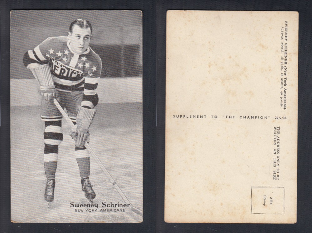 1935-36 AMALGAMATED PRESS HOCKEY CARD S. SCHRINER photo 1935-36 AMALGAMATED PRESS HOCKEY CARD S. SCHRINER photo