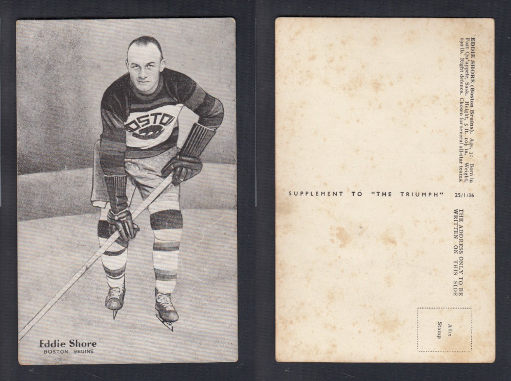 1935-36 AMALGAMATED PRESS HOCKEY CARD E. SHORE photo 1935-36 AMALGAMATED PRESS HOCKEY CARD E. SHORE photo