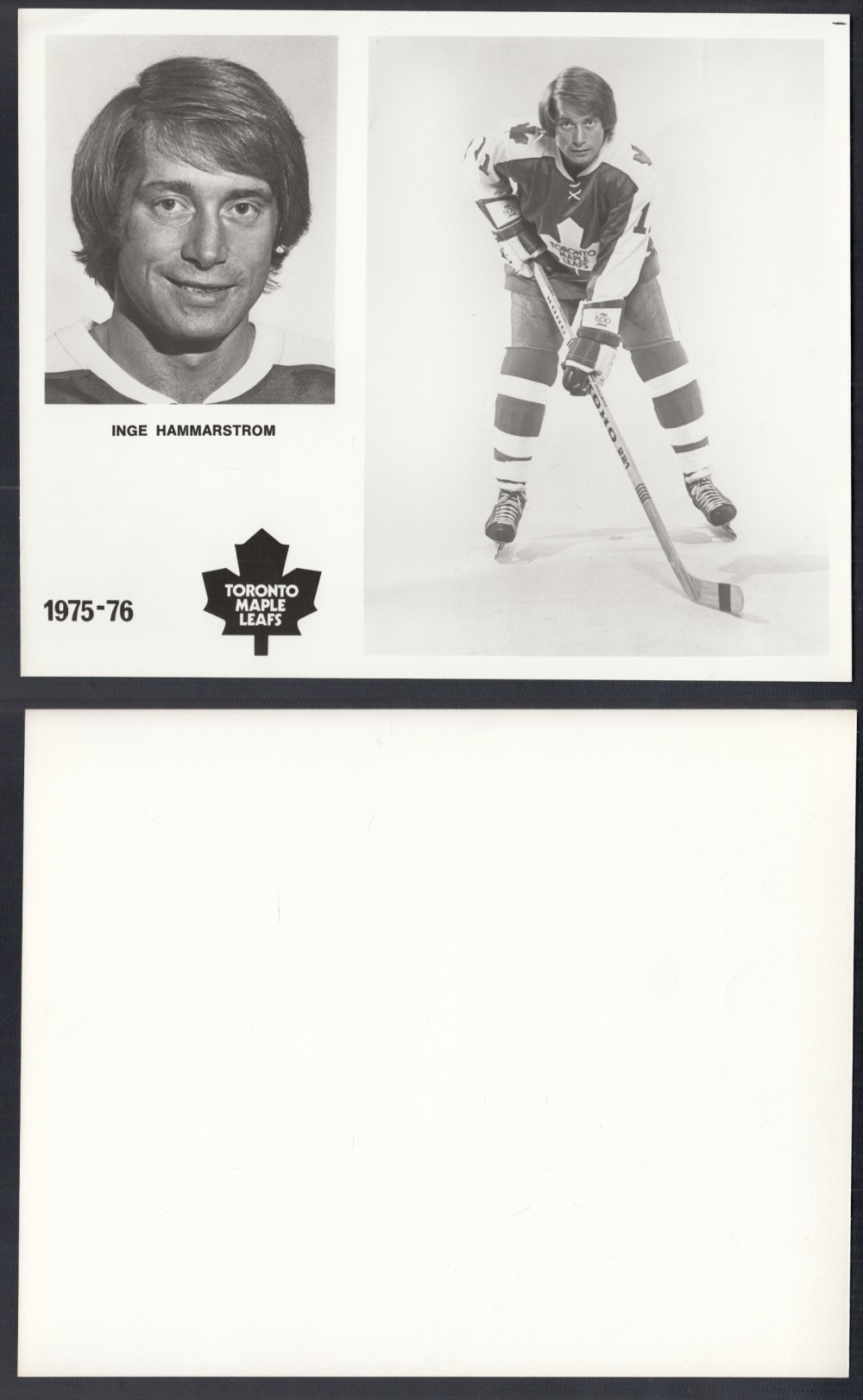 1975-76 TORONTO MAPLE LEAFS MEDIA PHOTO I. HAMMARSTROM photo