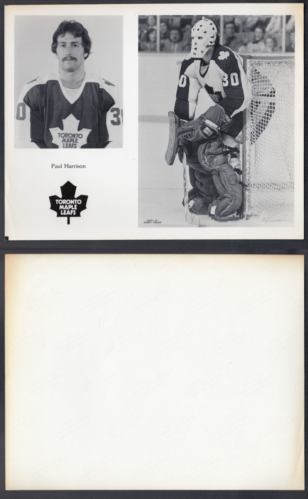 EARLY 1980'S TORONTO MAPLE LEAFS MEDIA PHOTO P. HARRISON photo